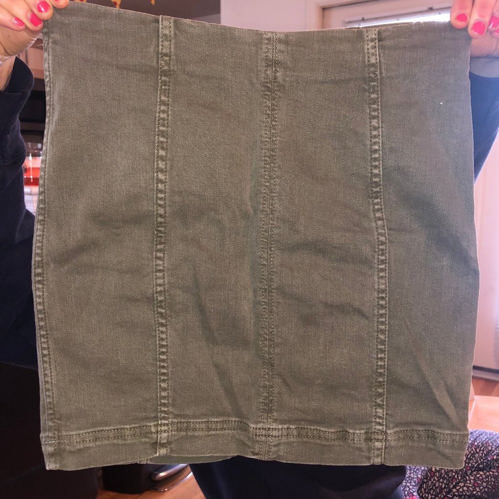 Free People Modern Femme Denim Mini Green (Size 0)